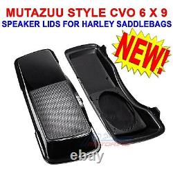 MUTAZUU STYLE CVO 6x9 SPEAKER LIDS BLACK FOR HARLEY TOURING SADDLEBAG 1998-2013