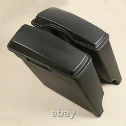 Matte Black 5 Stretched Extended Hard Saddle Bags Fit For Harley Touring 93-13