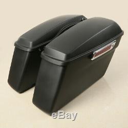 Matte Black Hard Saddle Bags + Latch keys Lid For Harley Touring Glide 2014-2019