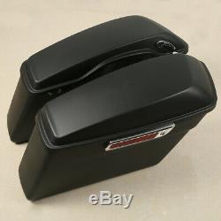 Matte Black Hard Saddle Bags + Latch keys Lid For Harley Touring Glide 2014-2019