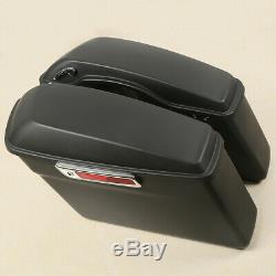 Matte Black Hard Saddle Bags + Latch keys Lid For Harley Touring Glide 2014-2019