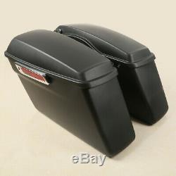 Matte Black Hard Saddle Bags + Latch keys Lid For Harley Touring Glide 2014-2019