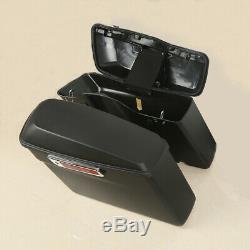 Matte Black Hard Saddle Bags + Latch keys Lid For Harley Touring Glide 2014-2019