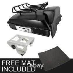 Matte Black Razor Trunk Pad Top Rail Solo Mount Fit For Harley Road King 2014-22