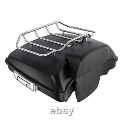 Matte Trunk Backrest Two Up Mount Rack Fit For Harley Touring Tour Pak 1997-2008