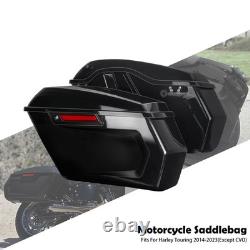 Motorcycle Black Hard Saddlebag Side Bag Luggage Bags For Harley Touring 14-23