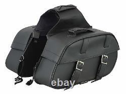 Motorcycle Leather Luggage Saddle Bag Tool Box Harley Touring Black Saddlebag