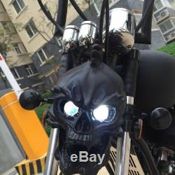 Motorcycle Skull Head Light Headlight Lamp LED For Harley Sportster 1200 Touring