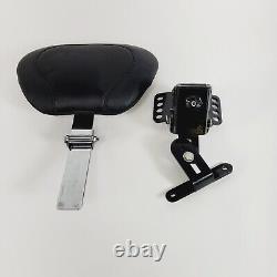 Mustang Black Wide Touring Leather Driver Backrest Pad and Mount 08-23 Harley
