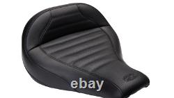 Mustang Solo Front Black Harley Seat WithO Driver Backrest Tuck-N-Roll 18-23 FL