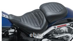 Mustang Solo Front Black Harley Seat WithO Driver Backrest Tuck-N-Roll 18-23 FL