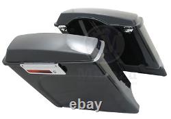 Mutazu 4 Stretched Black Pearl Hard Saddlebags for Harley Touring 94-13 FLH FLT