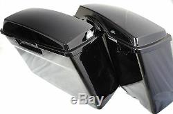 Mutazu Fat Ass Wide Width Hard Saddlebag Fits Harley HD Touring Models, Lid+Base