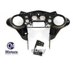 Mutazu Glossy Black Double DIN Inner Batwing Fairing for Harley Touring 98-13