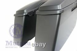 Mutazu Matte Black Denim Hard Saddlebags for Harley Touring 94 2013 Bases & Lids