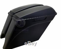 Mutazu Matte Black Stretched Extended Saddlebags for 2014 up Harley Touring