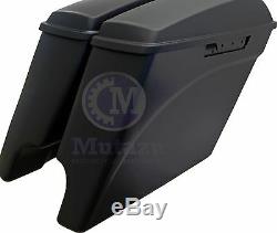 Mutazu Matte Black Stretched Extended Saddlebags for 2014 up Harley Touring