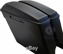 Mutazu Matte Black Stretched Extended Saddlebags for 2014 up Harley Touring