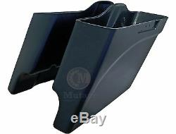 Mutazu Matte Black Stretched Extended Saddlebags for 2014 up Harley Touring