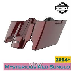 Mysterious Red Sunglo Stretched Extended Saddlebags Rear Fender Fits 14+ Harley