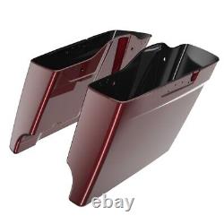 Mysterious Red Sunglo Stretched Extended Saddlebags Rear Fender Fits 14+ Harley