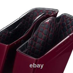 Mysterious Red Sunglo Stretched Extended Saddlebags Rear Fender Fits 14+ Harley