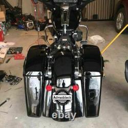 No Cutout Vivid Black Stretched Saddlebag Bottoms Pinstripes For 2014+ Harley