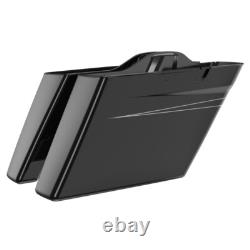 No Cutout Vivid Black Stretched Saddlebag Bottoms Pinstripes For 2014+ Harley