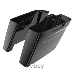 No Cutout Vivid Black Stretched Saddlebag Bottoms Pinstripes For 2014+ Harley