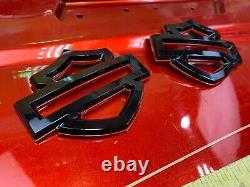 OEM Harley CVO Touring Fuel Gas Tank Emblems Gloss Black & Orange Genuine