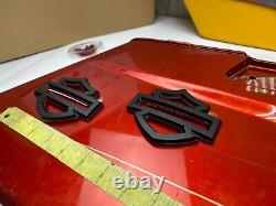 OEM Harley CVO Touring Fuel Tank Emblems Badges Denim Black & Orange Genuine