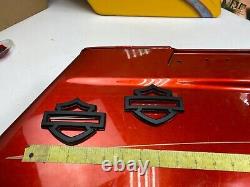 OEM Harley CVO Touring Fuel Tank Emblems Badges Denim Black & Orange Genuine