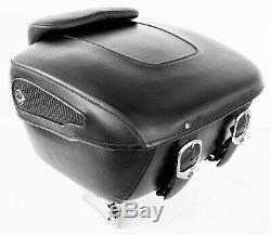 OEM Harley Davidson Black Leather Road King Tour Pack Touring Pak Trunk FLHR