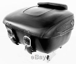 OEM Harley Davidson Black Leather Road King Tour Pack Touring Pak Trunk FLHR