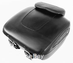 OEM Harley Davidson Black Leather Road King Tour Pack Touring Pak Trunk FLHR