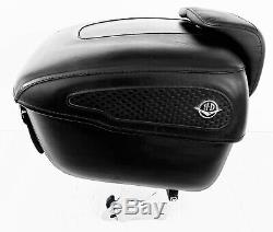 OEM Harley Davidson Black Leather Road King Tour Pack Touring Pak Trunk FLHR