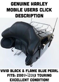 OEM Harley Davidson Vivid Black Flame Blue Pearl Touring Pak Tour Pack Trunk