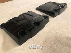 OEM Harley TWIN CAM Touring Softail Dyna Rocker Box Top Covers Gloss Black Pair
