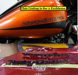 OEM Harley Touring Street Glide Fuel Gas Tank Emblems Scorched Orange & Black