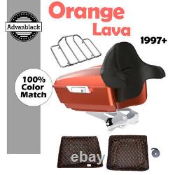 Orange Lava King Tour Pack Pak Pad Luggage Trunk Fits Harley Davidson 1997+