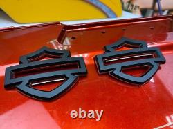 Original Harley CVO Touring Fuel Gas Tank Emblems Denim Black & Orange OEM