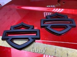 Original Harley CVO Touring Fuel Gas Tank Emblems Denim Black & Orange OEM