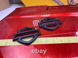 Original Harley CVO Touring Fuel Gas Tank Emblems Denim Black & Orange OEM