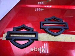 Original Harley CVO Touring Fuel Gas Tank Emblems Denim Black & Orange OEM
