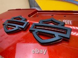 Original Harley CVO Touring Fuel Gas Tank Emblems Denim Black & Orange OEM