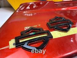 Original Harley CVO Touring Fuel Gas Tank Emblems Gloss Black & Orange OEM
