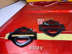 Original Harley CVO Touring Fuel Gas Tank Emblems Gloss Black & Orange OEM