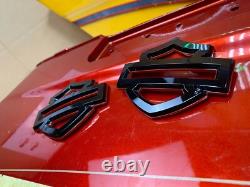 Original Harley CVO Touring Fuel Gas Tank Emblems Gloss Black & Orange OEM