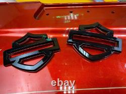 Original Harley CVO Touring Fuel Gas Tank Emblems Gloss Black & Orange OEM