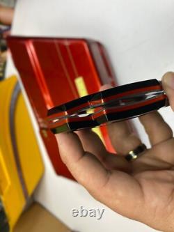 Original Harley CVO Touring Fuel Gas Tank Emblems Gloss Black & Orange OEM